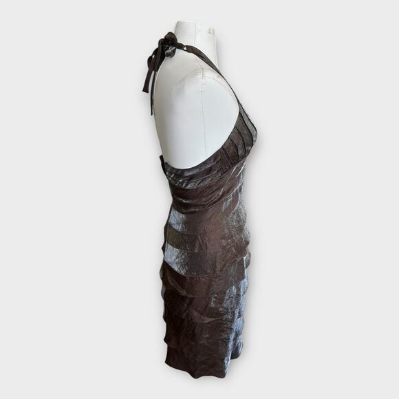 Vintage Y2K Cache Metallic Halter Mini Dress Womens size 6 Bodycon Glam Cocktail - Picture 6 of 11